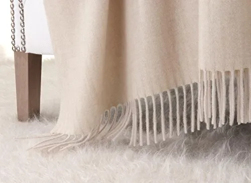 Wohnen & Accessoires GmbH & Co. KG Kaschmirplaid, Wolldecke Riviera aus Kaschmir-Merino in vielen Farben 130x190cm (Creme)