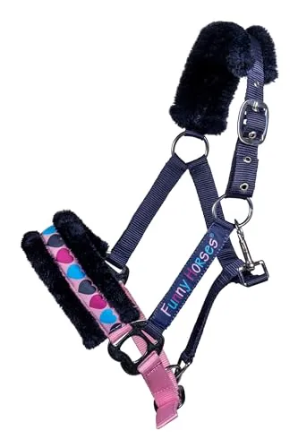 Halfter Shetty gepolstert Pony HKM Funny Horses Hearts Halfter dunkelblau