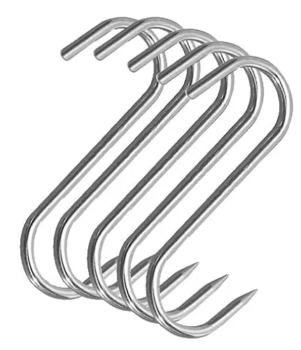 Stück S-Fleischhaken aus rostfreiem Edelstahl, 4mm x 100mm, S-Haken, Fleischerhaken, Metzgerhaken, Räucherhaken 5