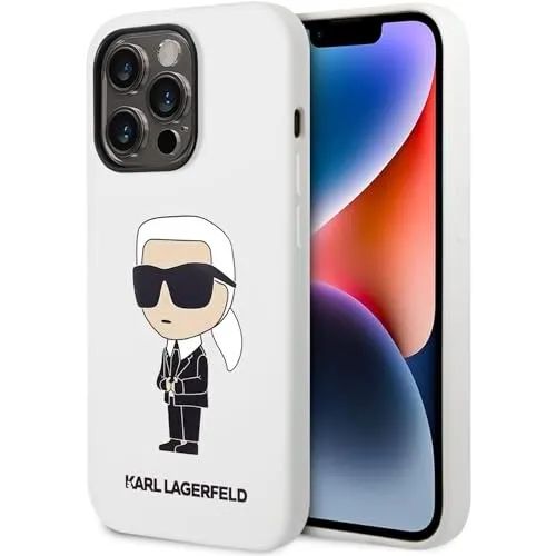 Karl Lagerfeld KLHCP14LSNIKBCH iPhone 14 Pro Hardcase - Stylische Smartphone Hülle aus hochwertigem Silikon für das iPhone 14 Pro, schützt vor Stößen und Kratzern mit dem ikonischen Karl Lagerfeld Design.
