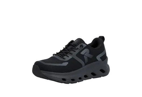 Rieker Damen Sneaker Halbschuhe low schwarz 38 - Stylische Rieker Sneaker für Damen in Schwarz, gefertigt aus hochwertigem Textil. Die ultraleichte EVA-Laufsohle sorgt für optimalen Komfort, während das herausnehmbare Fußbett mit dämpfender Polsterung ein angenehmes Tragegefühl bietet.