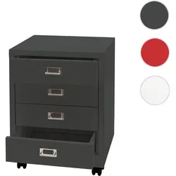HWC-L49 Rollcontainer: Stahlschrank Aktenschrank mit 4 Schubladen - Aktenschrank aus robustem Metall, ideal für Büroorganisation; kompakte Maße von 55x40x41 cm, bietet viel Stauraum und Flexibilität.
