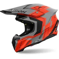 Airoh Twist 3 Dizzy Motocross Helm – grau-orange, Größe XS - Motorradhelm mit ASN und AEFR für schnelle Notfallbefreiung, ideal für Sicherheit und Komfort beim Motocross.