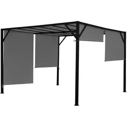 Berlinlodge Pergola Grau 300x212 cm – Moderner Sicht- & Sonnenschutz - Stilvolle Pergola für den Garten, gefertigt aus pulverbeschichtetem Stahl und UV-resistentem Polyester. Ideal für entspannte Stunden im Freien und als Blickfang in Ihrem Außenbereich.