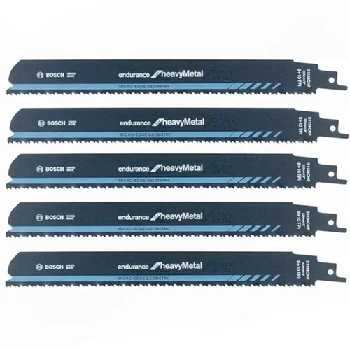 Bosch S 1136 CHF Endurance Säbelsägeblatt - 5er-Pack - Säbelsägeblätter für Heavy Metal, langlebig und ideal für anspruchsvolle Schneidarbeiten in Metall.