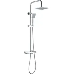 Neo Duschset NBJ 051T JOKO SQUARE - Duschsystem mit 1-Funktion und batteriebetriebenem Thermostat in elegantem Chrom-Finish, ideal für modernisierte Badezimmer.
