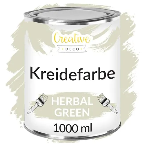 Creative Deco Kreidefarbe - Abwaschbare Möbelfarbe in Hellgrün - Farben & Lacke, ideale Wahl für Möbel im Landhausstil mit wisch- und abwaschbarem Finish sowie Möglichkeit für Gradient-Effekte.
