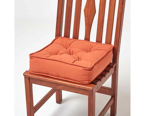 Homescapes Sitzkissen terracotta – 40 x 40 cm Stuhlkissen mit Baumwollbezug
