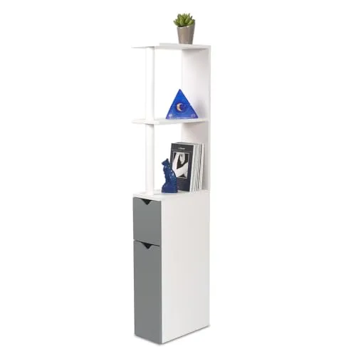 FACILITYS WC-Schrank in Holzoptik mit 2 grauen Türen
