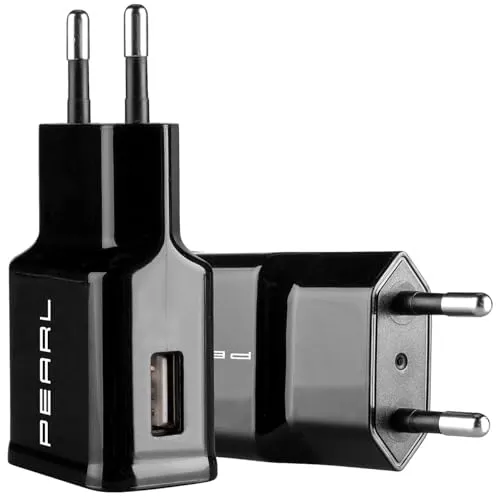 PEARL Steckernetzteil: 2er-Set kompakte USB-Netzteile, USB-A, 5 V, 2,1 A / 10,5 W, schwarz (Netzteile für Steckdose, für Mobilgeräte, iPhone Ladestation)