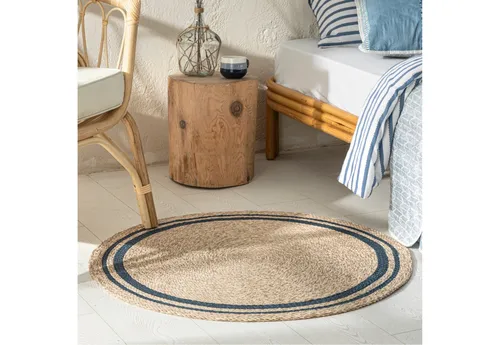 English Home Teppich ENGLISH HOME Jute Teppich Rund Boho und Ethno Look für Wohnzimmer, Sch, Rund - 90 cm (35 Zoll)