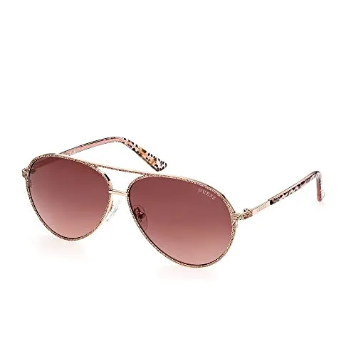 Guess Pilotenbrille GU7847 6028F - Elegante Damen Sonnenbrille in Rosé Gold mit verspiegelten burgunderfarbigen Gläsern, schützt 100% vor UVA & UVB-Strahlen – ideal für stilbewusste Trägerinnen.