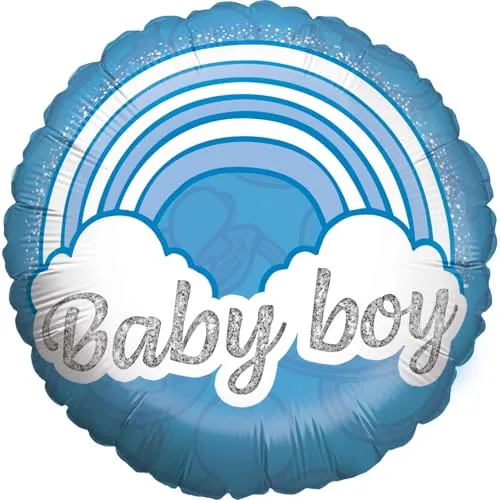 Party Factory Folienballon Baby Boy 45 cm, Rund, Blau, Ballon Helium geeignet, Gender Reveal Deko, Luftballon für Babyparty und Geburt