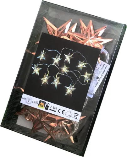 Gift-Company Lichterkette LED batteriebetrieben Stern kupferfarben L ca. 1,6 m