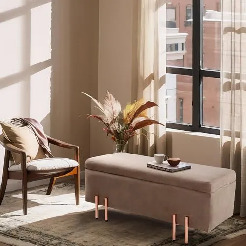 [en.casa] Gepolsterte Sitzbank mit Stauraum Dals - 100 x 40 x 42 cm - Sitzbänke & -truhen mit 2-in-1 Funktion: Bequeme Sitzgelegenheit und praktischer Stauraum für Kissen und Decken. Stabil und elegant, ideal für Wohnzimmer, Schlafzimmer oder Flur.