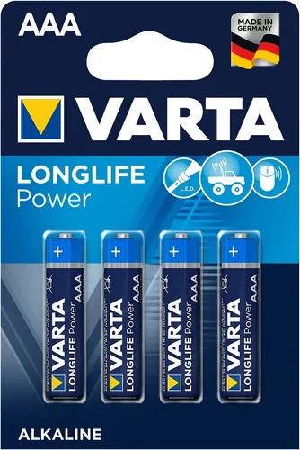 Varta 4903 Longlife Power LR03 AAA Micro 4-er Blister - Hochleistungsbatterien mit 1260 mAh, ideal für energiehungrige Geräte wie Fernbedienungen und Spielzeuge