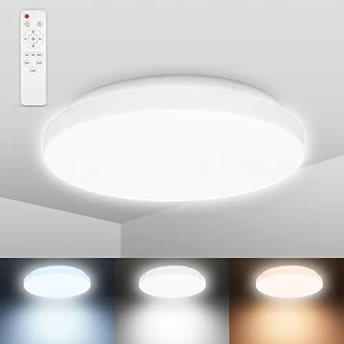 B.K.Licht Deckenlampe Bad mit Fernbedienung - LED Deckenlampe mit IP44 Spritzwasserschutz, dimmbar und einstellbar von warmweiß bis kaltweiß, perfekt für Bad, Küche und mehr.