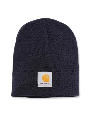 Carhartt Herren Knit Beanie, Marineblau, OFA - Strickmützen für Herren, aus 100% Polyacryl, mit Rippstrick und Carhartt-Etikett für stilvollen Schutz an kalten Tagen.
