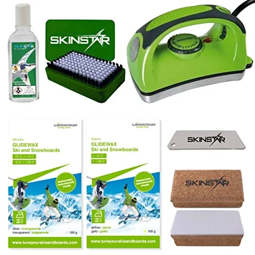 Wintersteiger Skiwax Set 7-teilig mit Belagsreiniger - Praktisches 7-teiliges Skiwachs Starter Set von WINTERSTEIGER. Enthält Wachsbügeleisen, Wachsentferner und 2x Wachs für optimale Pflege. Ideal für Skifahrer, die Wert auf umweltfreundliche Produkte legen.