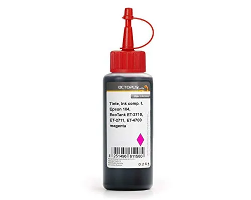 Octopus Druckertinte, Nachfülltinte kompatibel für Epson 104, EcoTank ET-2710, ET-2711, ET-4700 Magenta (Non OEM) 250 ml