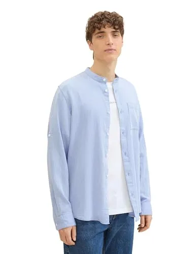 TOM TAILOR Denim Herren Slim Fit Hemd mit Stehkragen