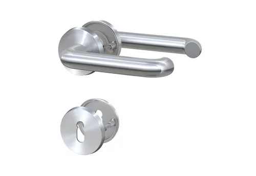 BASI Türbeschlag Rosetten-Garnitur aus Edelstahl (Packung) - Elegante Zimmertürbeschlag-Garnitur mit U-Drücker und Buntbart-Lochung. Ideal für Türen mit 38-45 mm Stärke. Hochwertiges Edelstahl sorgt für ansprechende Optik und Langlebigkeit. Geprüfte Qualität nach DIN EN 1906:2010-09.