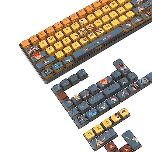 MAMBASNAKE 120 Tasten PBT Pudding Tastenkappen Set - Tastaturen: Retro-Stamm-Stil mit RGB-optimierten PBT-Tastenkappen für ein einzigartiges Tipp-Erlebnis und hohe Kompatibilität mit gängigen mechanischen Schaltern.