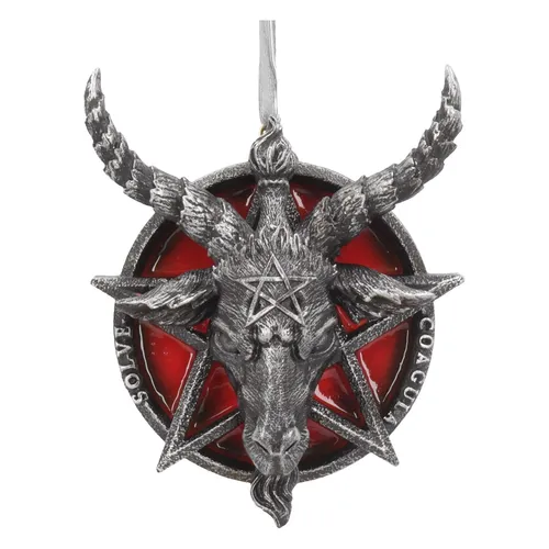 Nemesis Now Baphomet Head Red Pentagram Hanging Decorative Ornament 9.5cm, Resin