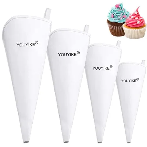 YOUYIKE® 4PCS Profi Spritzbeutel, 45/40/35/30 cm Spritzbeutel Wiederverwendbar Baumwolle, Spritzbeutels Kuchen Dekoration Taschen für Kuchen, Torten, Cupcake-Dekoration