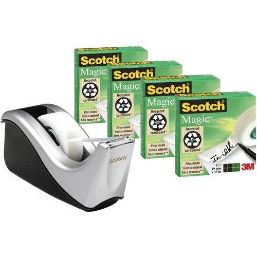 Scotch Magic Tischabroller (C60-ST4) - Klebebandabroller mit innovativem Design, ideal für eine saubere und einfache Handhabung von Klebeband