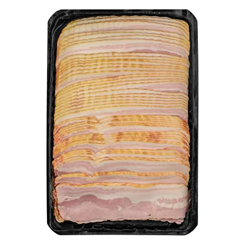 Food-United BACON FRÜHSTÜCKS-SPECK 2 kg Bacon-Speck-Streifen von gegartem Schweine-Bauch-Speck für BLT-Sandwich Frühstück Spiegelei Rührei Burger Toppings Tapas und auch fürs Grillen Barbecue (2000g)