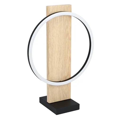 Eglo Boyal Tischleuchte LED 12W - Modernes Design - Lampen für jeden Raum: Diese stilvolle Tischleuchte aus Holz in Schwarz-Weiß bietet warmweißes Licht und ist ideal für Wohnzimmer, Schlafzimmer oder Arbeitszimmer.