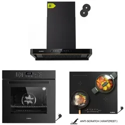 KB ELEMENTS Induktionsherd Set mit Einbaubackofen und Dunstabzugshaube - Schwarz - Modernes Herdset von KB ELEMENTS für Ihre Küche. Inklusive leistungsstarkem Induktionskochfeld, einbaubackofen und eleganter Dunstabzugshaube. Genieße effizientes Kochen mit innovativer Technik und stilvollem Design.
