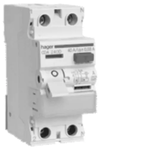 Hager CDA216D FI-Schutzschalter 2P 16A 30mA - Lichtbogen-Schutzschalter, sicherer Fehlerstromschutz mit Bi-Connect-Klemmen und externer Test-Taste, ideal für nachträgliche Installationen.