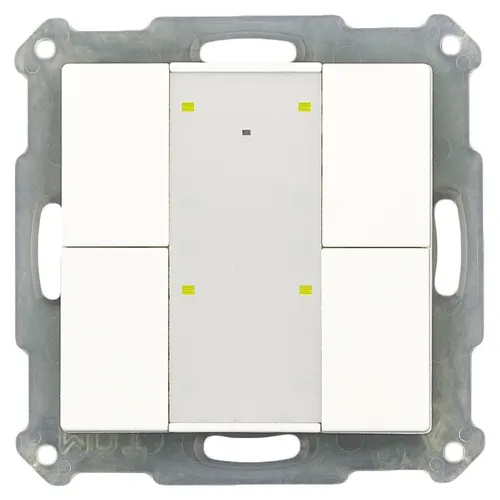 MDT RF-TA55A4.01 Funk Taster 4-fach Plus - KNX RF+ Funk Taster 4-fach mit Aktor, ideal für individuelle Steuerung von Licht und Jalousien, passend für 55 mm Schalterprogramme.