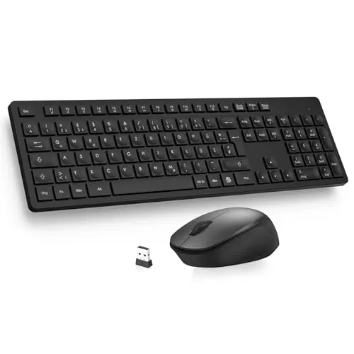 LeadsaiL K786 Kabelloses Tastatur Maus Set - Maus-Tastatur-Sets mit flüsterleisen Tasten und 16 Monaten Batterielebensdauer, ideal für komfortables Arbeiten ohne Unterbrechungen.