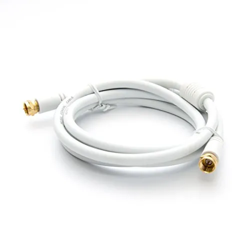 Premium X 2m BASIC-LINE SAT TV Antennenkabel F-Anschlusskabel Koaxial-Kabel mit Mantelstromfilter HDTV 4K - Weiß