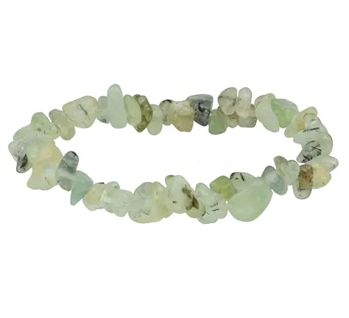 Lebensquelle Plus besonderes Splitterarmband | Handgefertigtes Elastisches Stretch Splitter Armband | Echter natürlicher Edelstein (Prehnit)