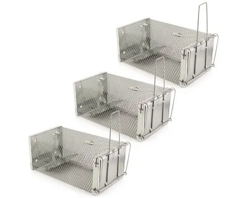 MidGard Lebendfalle wetterfeste Kastenfalle, 3 Stück für Ratten und Mäuse - Lebendfalle für innen und außen, wetterfest und robust. Ideal zum humane Fangen von Nagetieren mit effektivem Ködermechanismus.