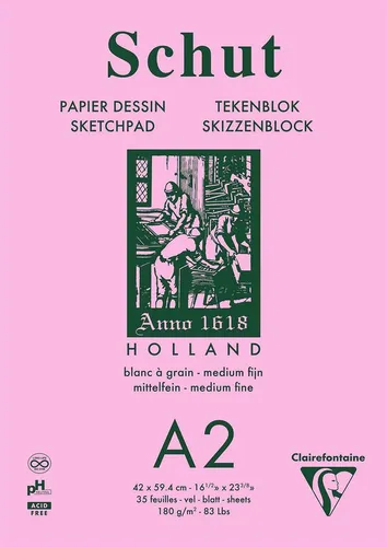 CLAIREFONTAINE Zeichenpapier Block Petit grain A2, 180g, 35 Blatt - Hochwertiges Zeichenpapier für Kunstarbeiten, ideal für feine Details und lebendige Farben. Perfekt für Künstler und Hobbyisten.