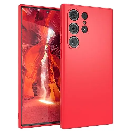 EAZY CASE - Schutzhülle Farbig - kompatibel mit Samsung Galaxy S23 Ultra Ultra-robust, Flexibles Silikon (Federlicht und Ultra Dünn), Stoßfeste Schlank Kratzfest, Kabelloses Laden in Rot