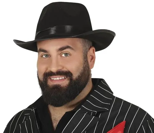 Guirca Fiestas GUI13505 - Schwarzer Gangsterhut mit schwarzer Schleife