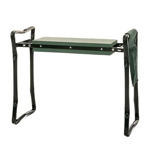 TECHNIGART Kniestuhl mit Werkzeugtasche – klappbare Kniebank & Sitzhocker für Gartenarbeit – Eva-Polsterung – Tragkraft 150 kg – B-Ware