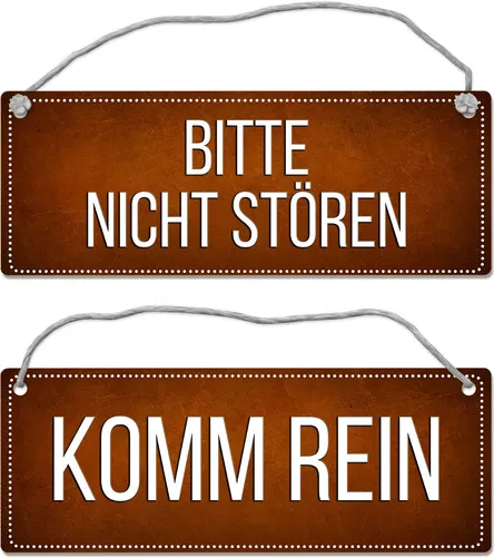 Braunes Bitte nicht stören - Komm rein Wendeschild mit Kordel Schild Dangler