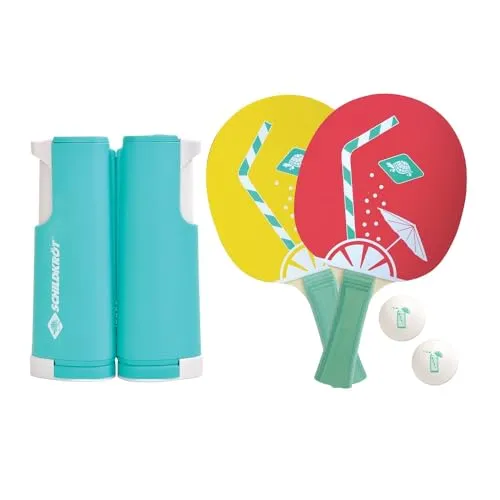 Schildkröt Funsports Tischtennisnetz Set Spin - Sportnetze für unterwegs: Das praktische Tischtennis-Set mit 2 Schlägern, 2 Bällen und ausziehbarem Netz verwandelt jeden Tisch in eine Spielgelegenheit – ideal für spontane Matches!