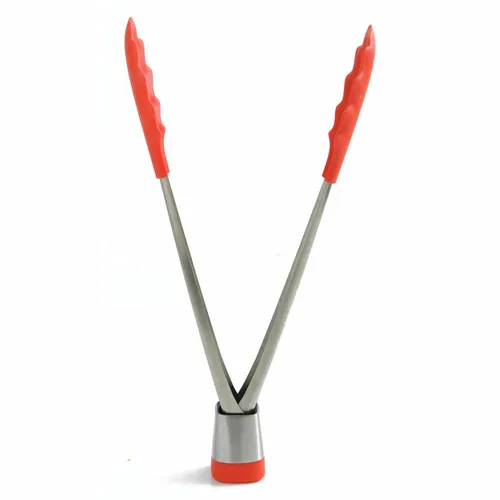 Mastrad Küchenzange aus Inox-Stahl, rot - Küchenutensilien, langlebige Grillzange aus rostfreiem Inox-Stahl, ideal für sicheres Wenden und Servieren von Speisen.