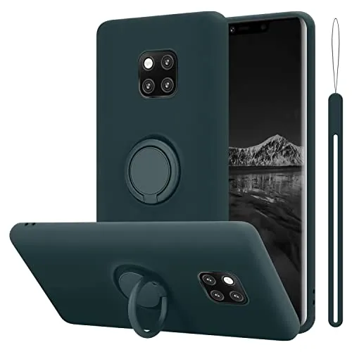 Cadorabo Hülle kompatibel mit Huawei Mate 20 PRO Schutzhülle TPU Silikon Case Liquid Design mit Ring Slim Kratzfest Liquidsilikon Microfaser Case Hülle für Huawei Mate 20 PRO in Grün