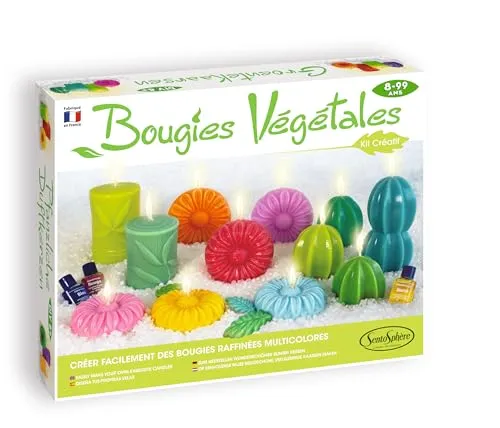Sentosphère 3902358 Kreativkit Pflanzliche Duftkerzen - Kreatives Set zur Herstellung dekorativer Duftkerzen in verschiedenen Formen. Ideal für Kinder ab 8 Jahren, fördert es die Kreativität und Feinmotorik. Alles enthalten für unvergesslichen Bastelspaß!