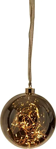 STAR LED Glow Deko Rauch Glas Kugel mit 40 WW LEDs 15cm Ø