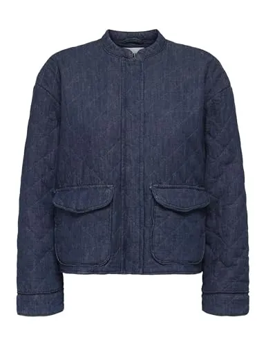 Only Hallie Quilted Denim Jacke Damen - Funktionsjacken: Coole Denim Jacke im Regular Fit mit zwei praktischen Seitentaschen und Knopfverschluss, ideal für lässige Outfits.